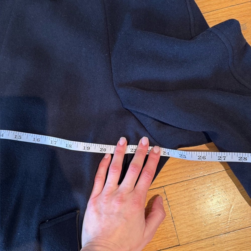 Vintage luxury Cashmere Italian Fabric Union Made Navy Belted Coat - Picture 6 of 14